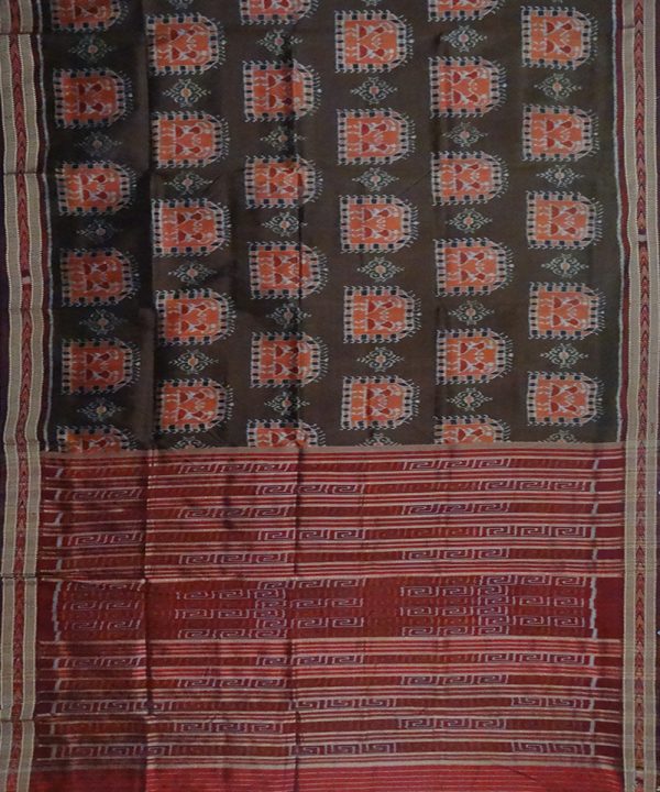 Dark brown khandua silk saree