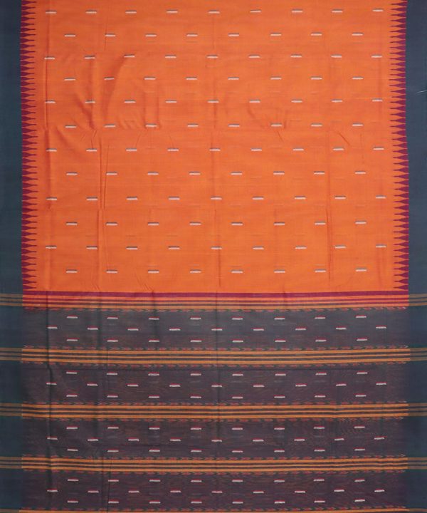 Orange Bomkai cotton Saree