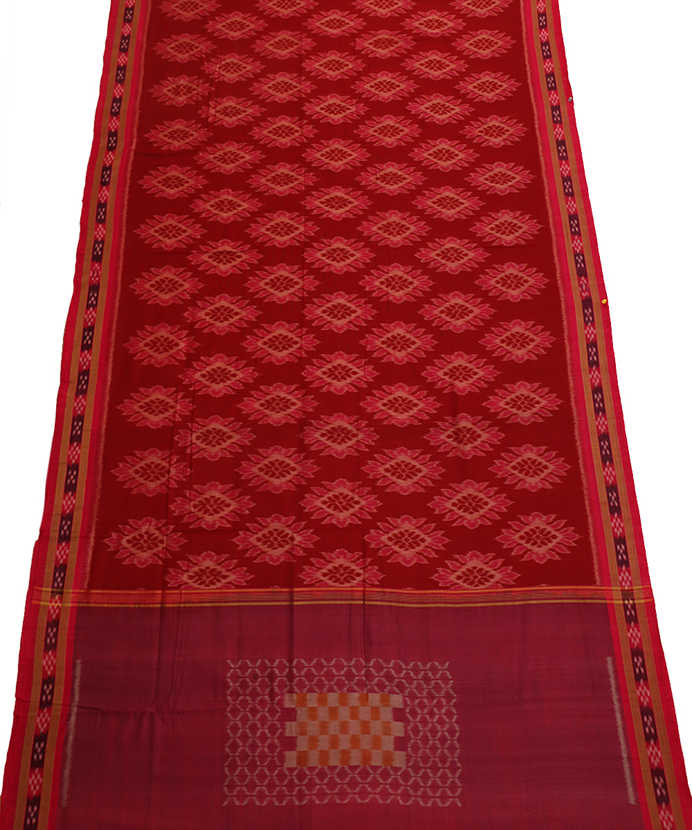 Red traditional Nuapatna cotton saree – Boyanika Odisha