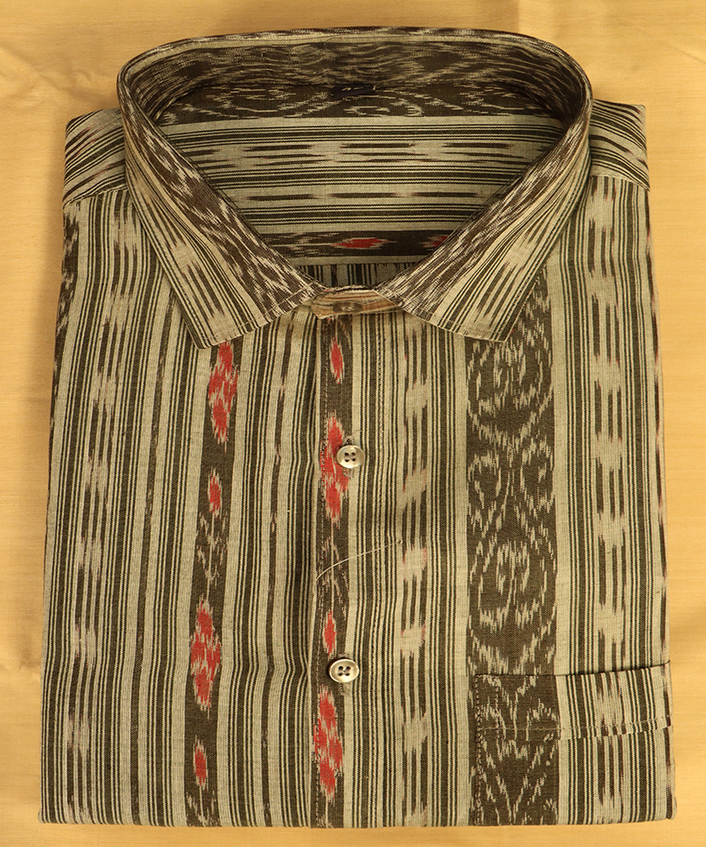 Exclusive Desaturated Cyan(Tie & Dye) Sambalpuri Cotton Gents Shirt ...