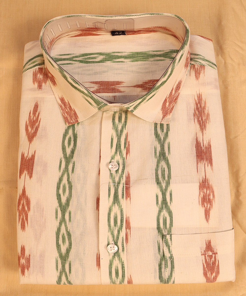 Exclusive white (Tie & Dye) Sambalpuri Cotton Gents Shirt – Boyanika Odisha
