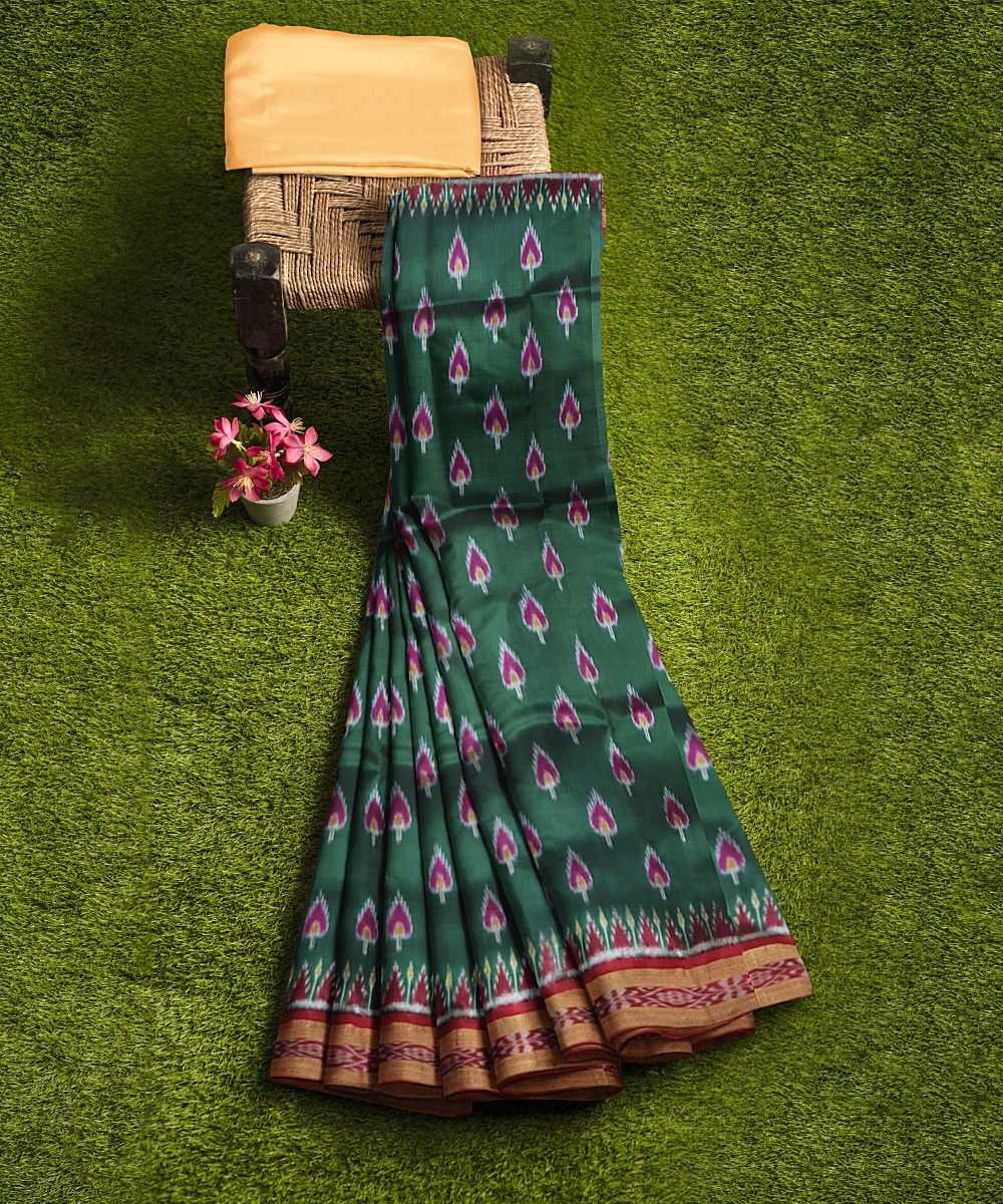 Cadmium green Khandua Silk saree – Boyanika Odisha