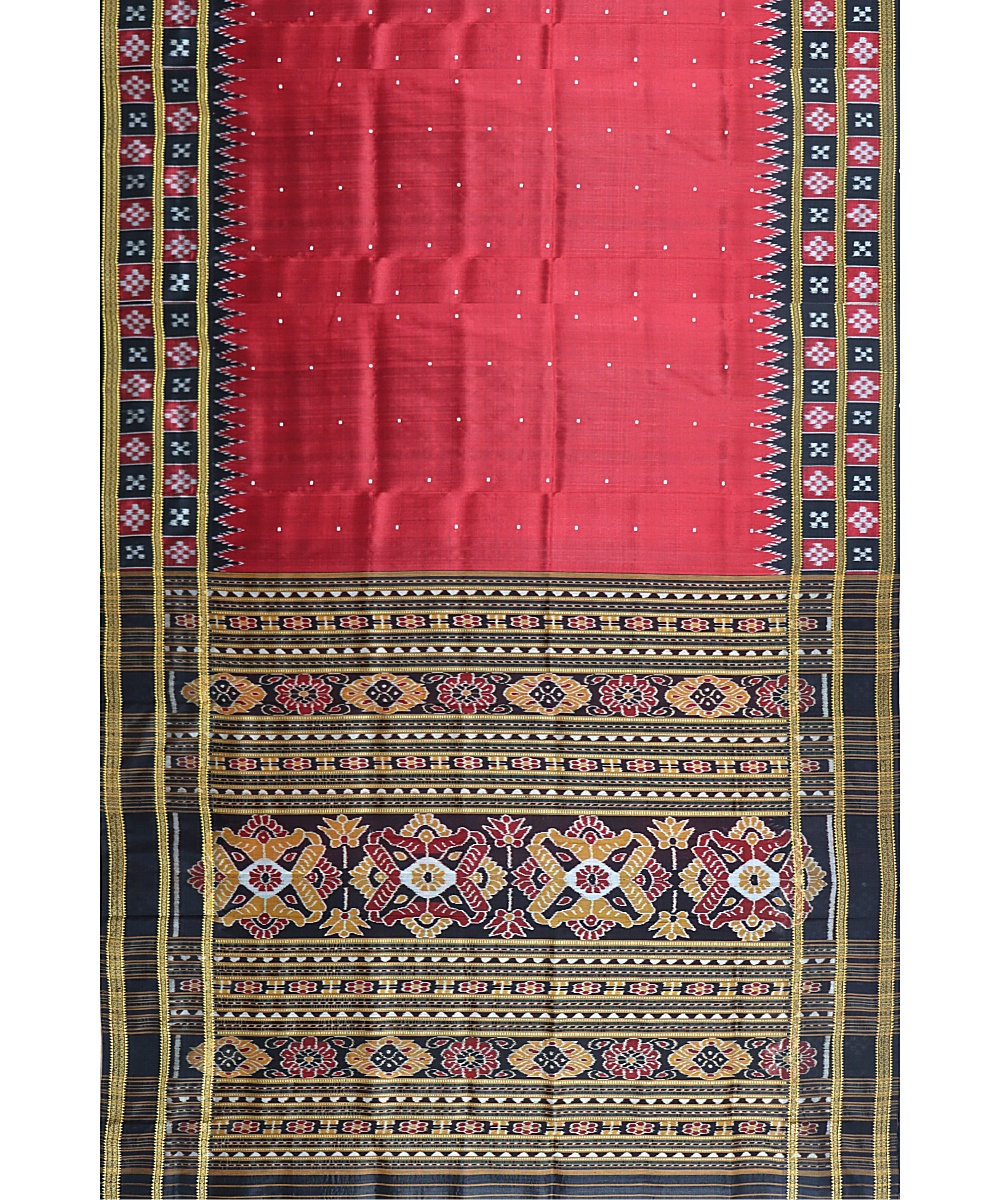 Firebrick khandua silk saree – Boyanika Odisha